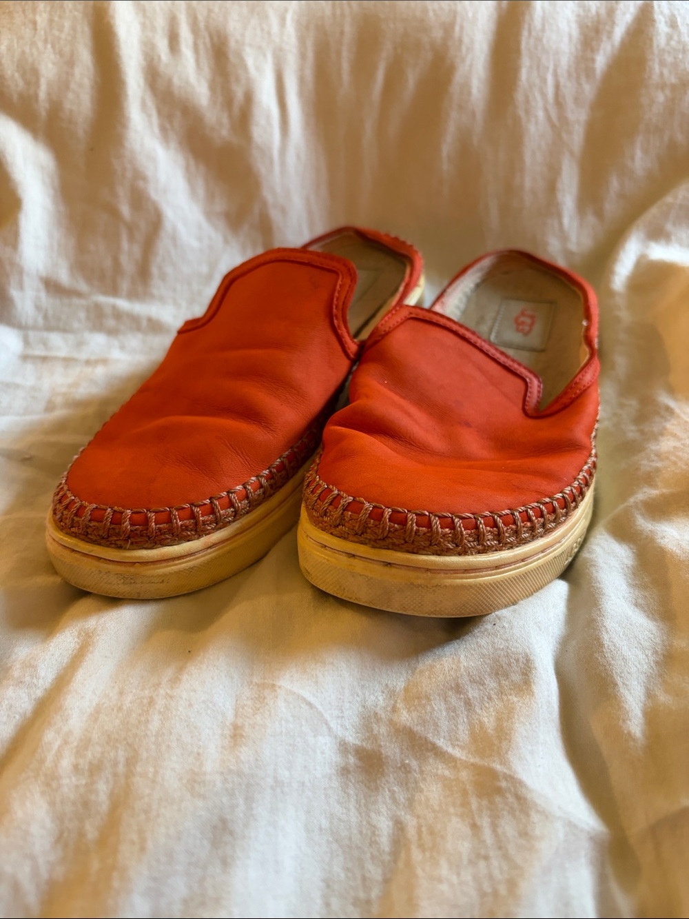 UGG Women's Red Slip-On Leather Espadrille Mules